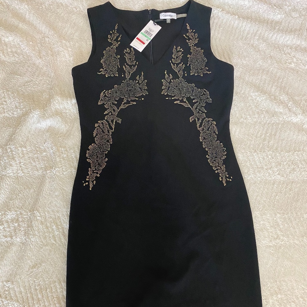 CK Womens Black Embellished Dress Size 8